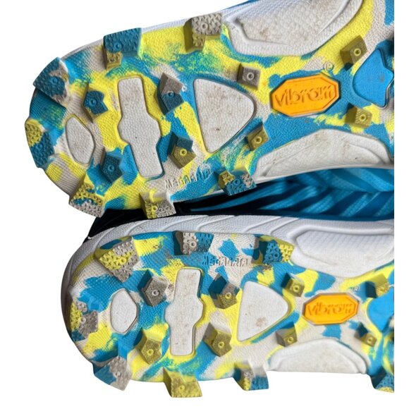 Hoka One One Evo Jawz Vibram Trail Running Shoes Size 9.5 M Blue & Yellow - Picture 12 of 14